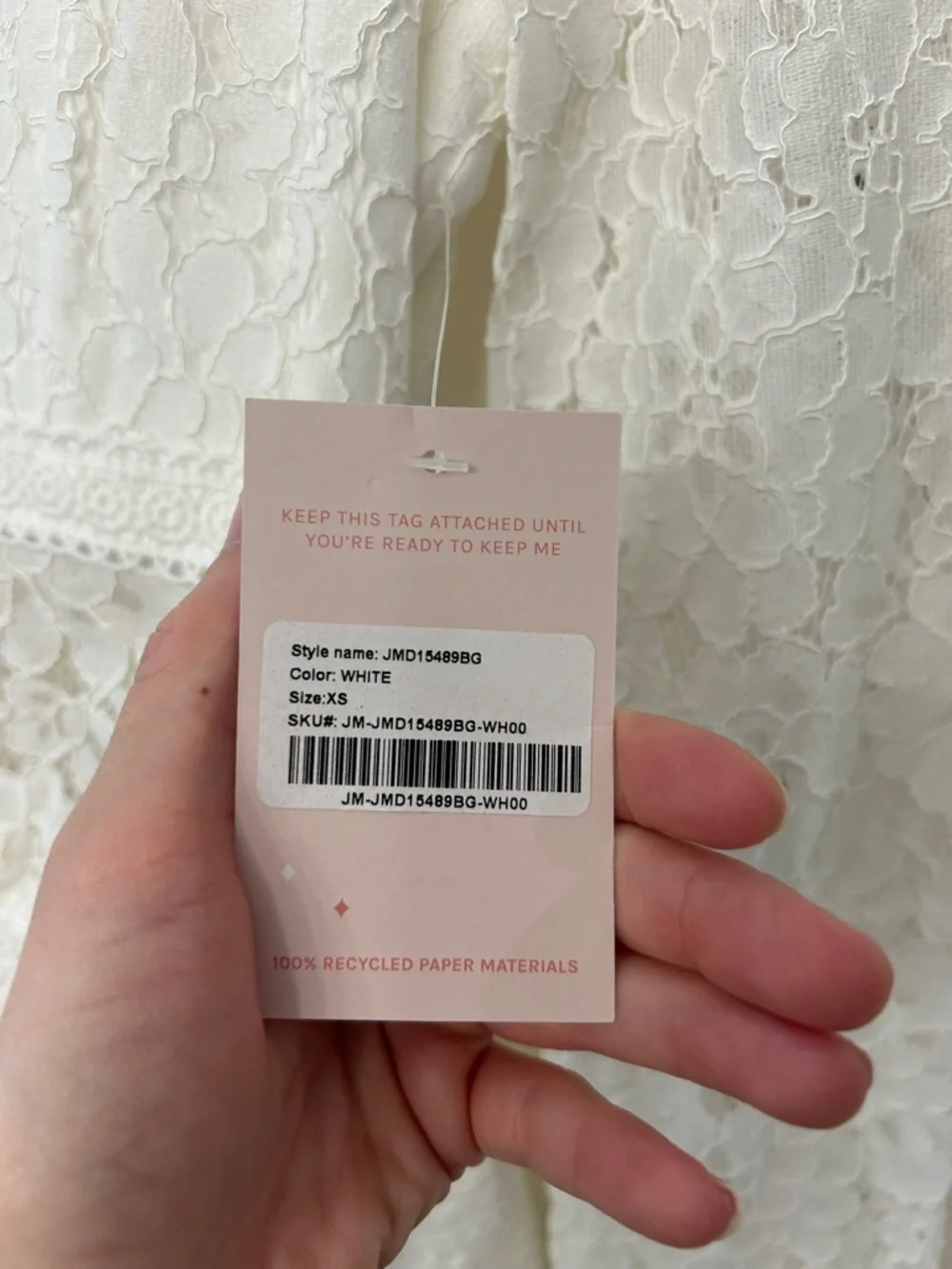 Birdy Grey White Lace Long Sleeve Mini Dress - Picture 3 of 4